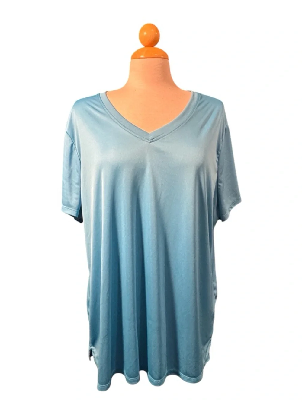 2 Pack Just My Size Active V-Neck Tops in Turquoise and Purple - Picture 2 of 9